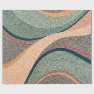 Abstract Peach Teal Dune Curves Wrapping Paper