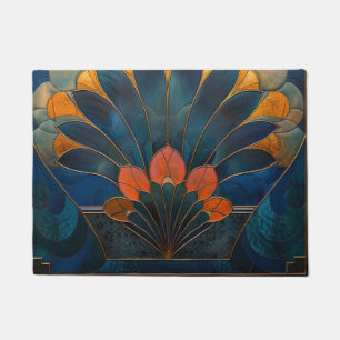 Abstract Peacock Art Deco Doormat