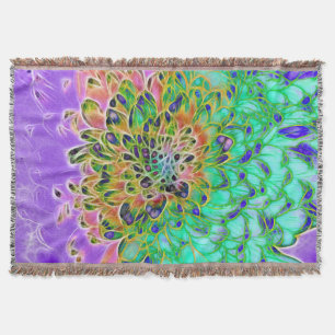 Abstract Peacock Chrysanthemum Woven Blanket