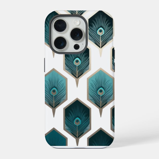 Abstract Peacock Feather Geometric Design  iPhone Case (Back)
