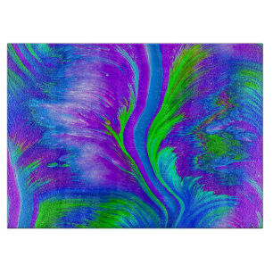 Abstract Peacock Feather Glass Cutting Board