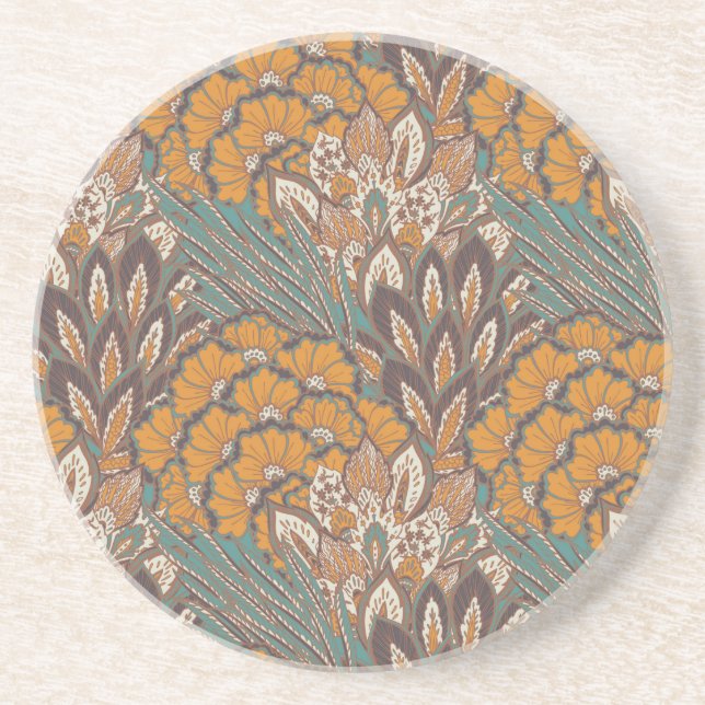 Abstract Peacock Feather Pattern Coaster (Front)