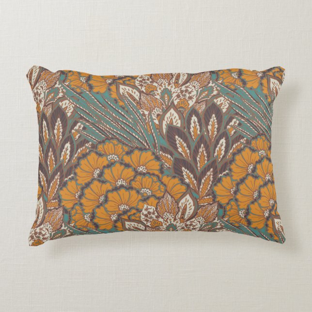 Abstract Peacock Feather Pattern Decorative Cushion (Front)