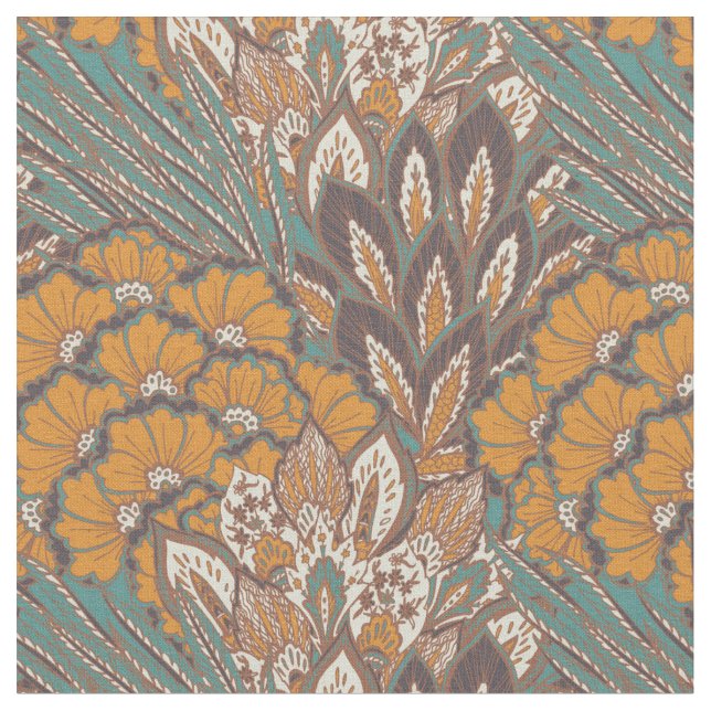 Abstract Peacock Feather Pattern Fabric (Close Up)