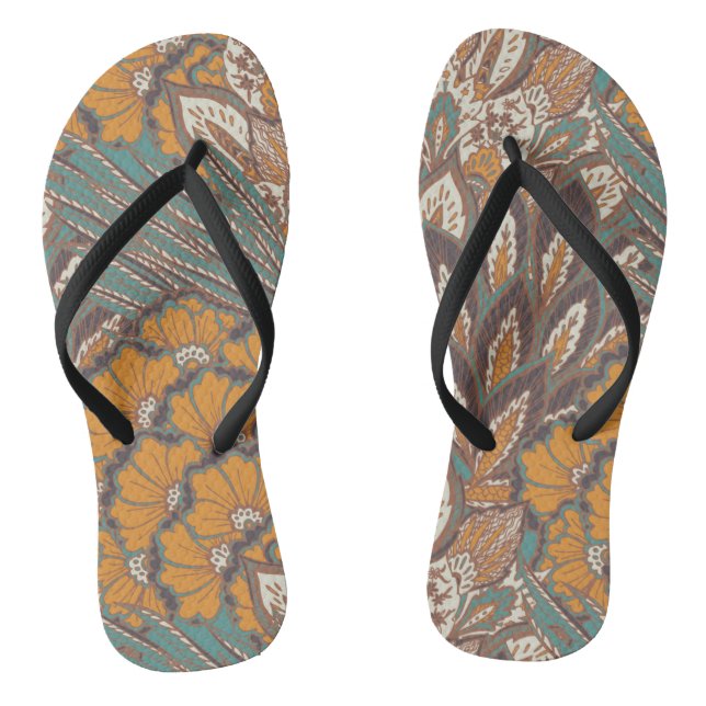Abstract Peacock Feather Pattern Jandals (Footbed)