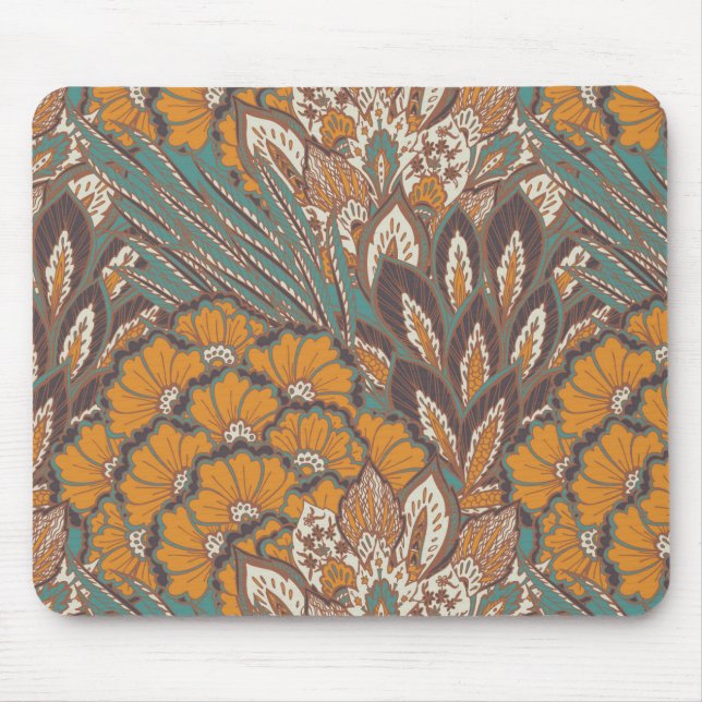 Abstract Peacock Feather Pattern Mouse Pad (Front)