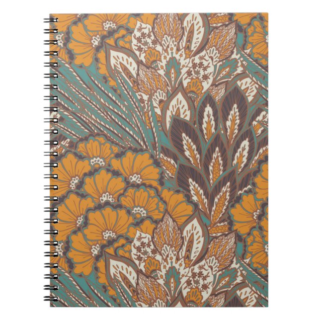 Abstract Peacock Feather Pattern Spiral Notebook (Front)