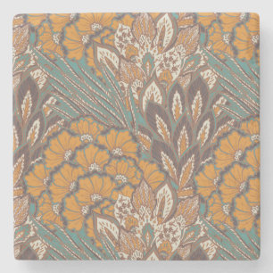 Abstract Peacock Feather Pattern Stone Coaster