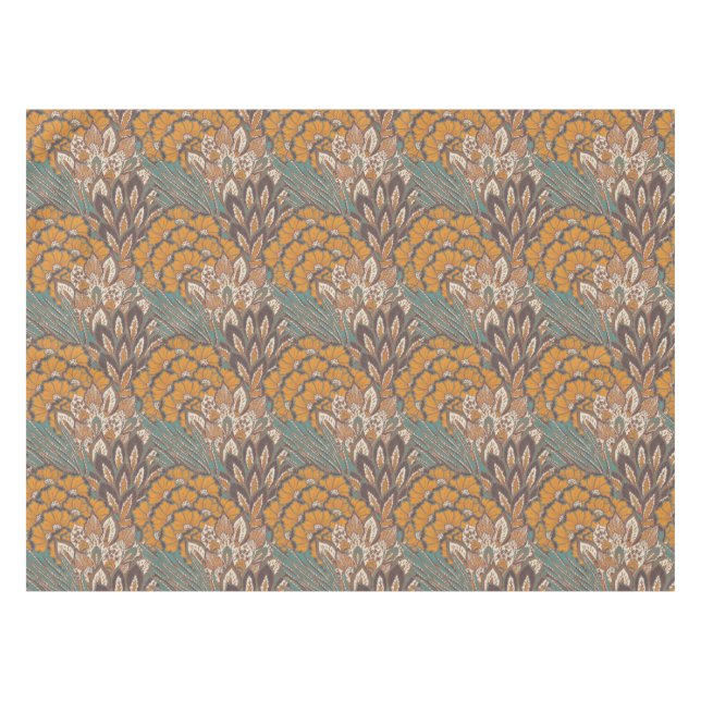 Abstract Peacock Feather Pattern Tablecloth (Front (Horizontal))