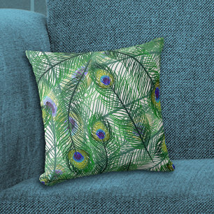 Abstract Peacock Feathers Pattern Cushion