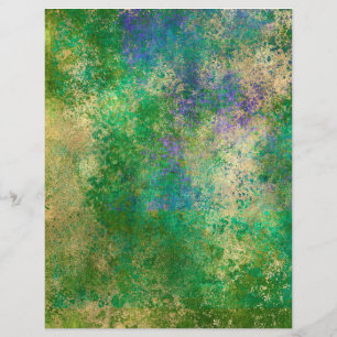 Abstract Peacock Grunge Scrapbook Paper Sheet