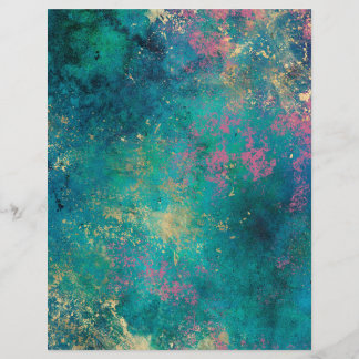 Abstract Peacock Grunge Scrapbook Paper Sheet