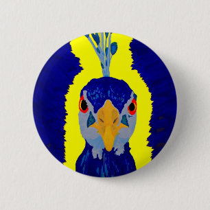 Abstract Peacock Head 6 Cm Round Badge