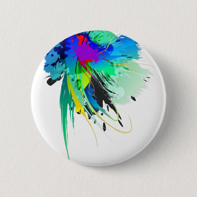 Abstract Peacock Paint Splatters 6 Cm Round Badge (Front)