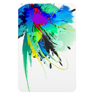 Abstract Peacock Paint Splatters Magnet