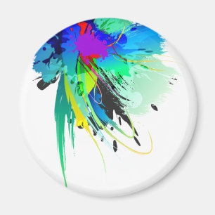 Abstract Peacock Paint Splatters Magnet