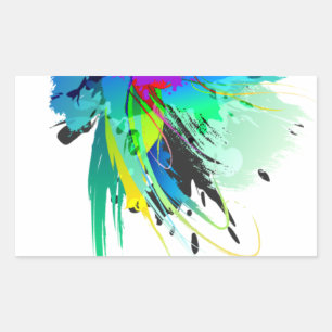 Abstract Peacock Paint Splatters Rectangular Sticker