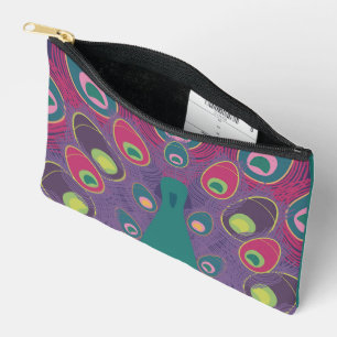 Abstract Peacock Purple Modern Art Accessory Pouch