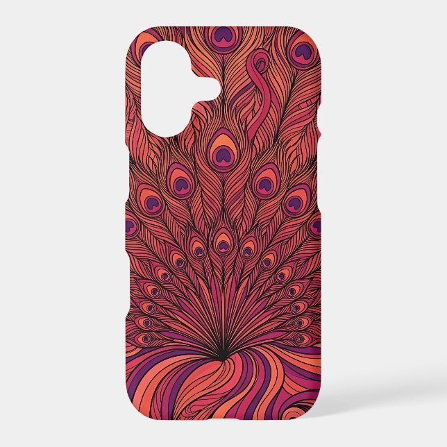 Abstract Peacock Sunset Orange Line iPhone Cases (Back)