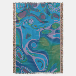 Abstract Peacock Swirl Throw Blanket