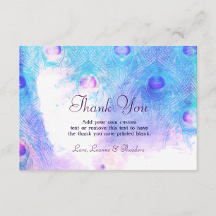 Abstract Peacock, Watercolor Thank You Cards