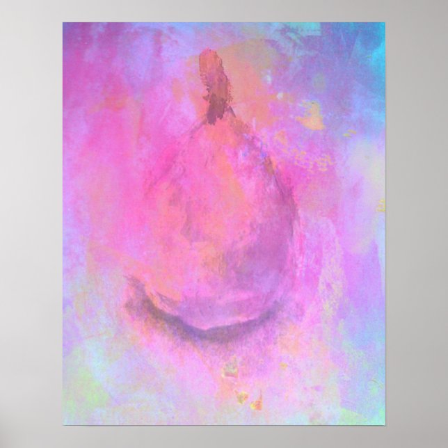 Abstract Pear Fruit Still Life In Pink Poster (Front)