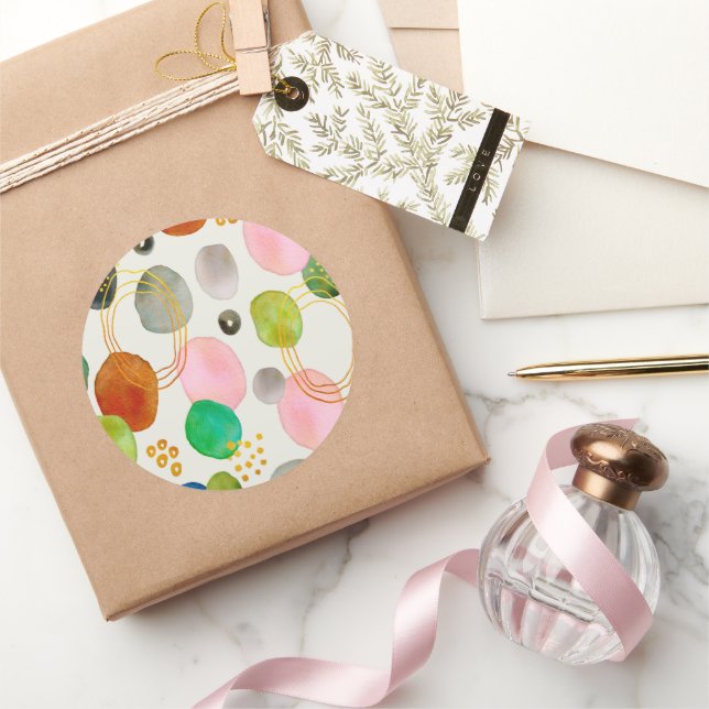 Abstract Pebble Gold Glitter Art Classic Round Sticker (Gifting)