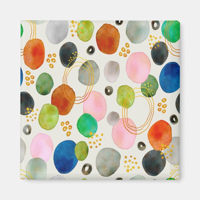Abstract Pebble Gold Glitter Art Magnet (Front)