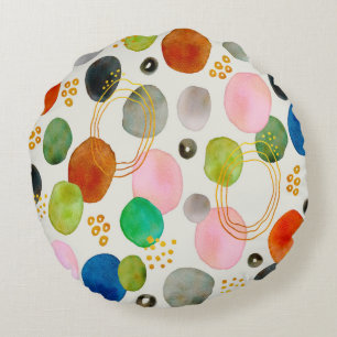 Abstract Pebble Gold Glitter Art Round Cushion
