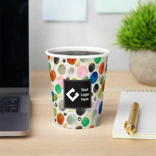 Abstract Pebble Gold Glitter Art + Your Logo Paper Cups