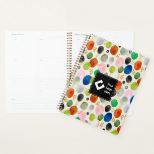 Abstract Pebble Gold Glitter Art + Your Logo Planner