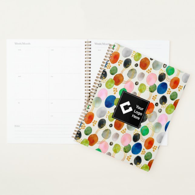 Abstract Pebble Gold Glitter Art + Your Logo Planner (Display)