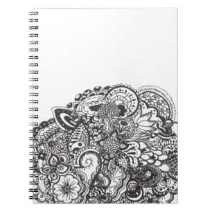 Abstract pen and ink doodle spiral notebook
