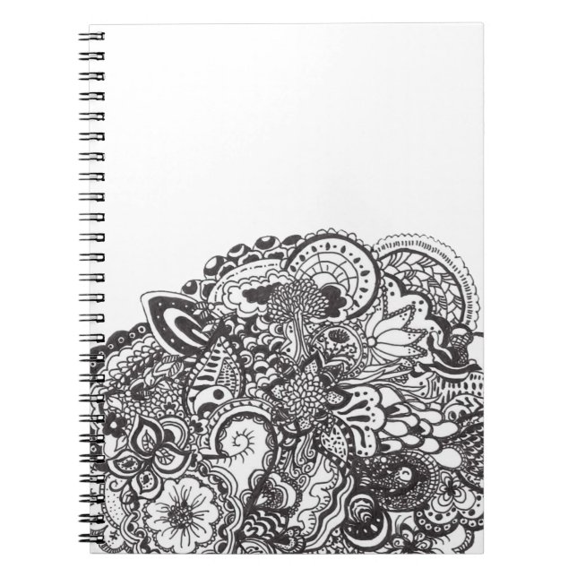 Abstract pen and ink doodle spiral notebook (Front)