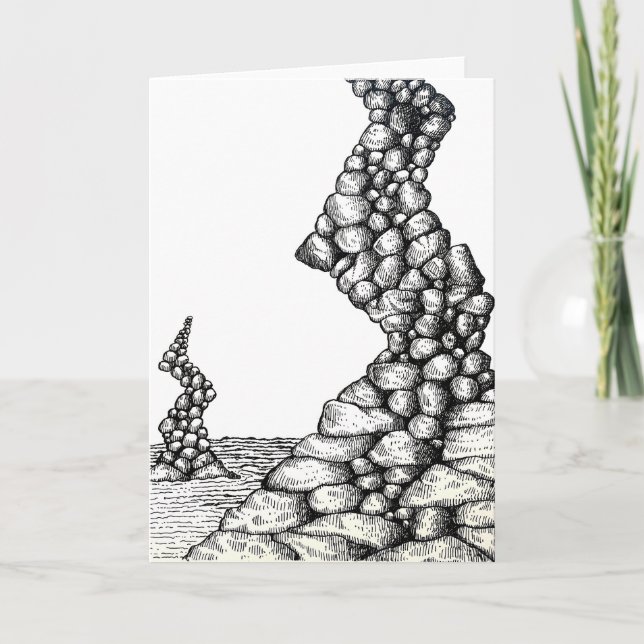 Abstract Pen Angled Cliffs Rocks Drawing Card (Front)