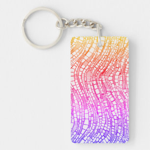 Abstract Pen & Ink Geometric Shapes Key Ring
