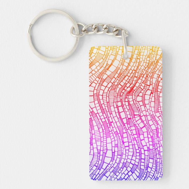 Abstract Pen & Ink Geometric Shapes Key Ring (Front)