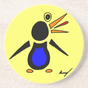 Abstract Penguin Coaster - Yellow
