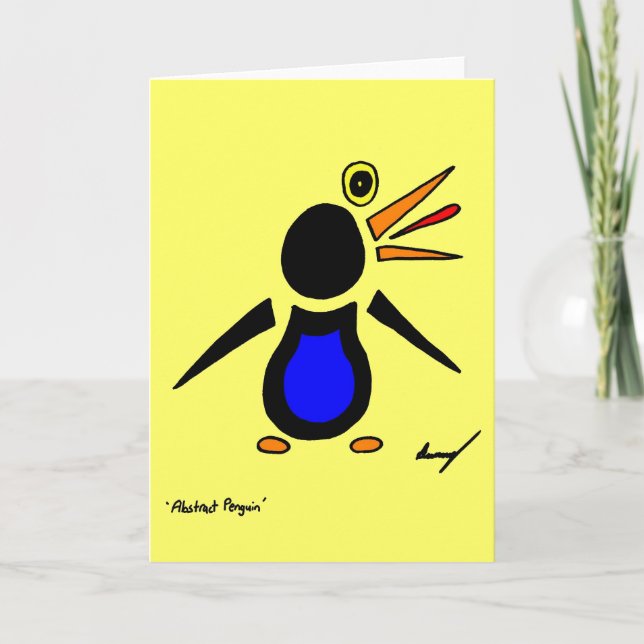 Abstract Penguin Greeting Card - Yellow (Front)