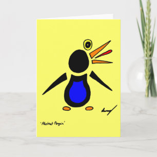 Abstract Penguin Greeting Card - Yellow