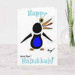 Abstract Penguin 'Happy Hanukkah!' Card<br><div class="desc">Look funky and cool with this awesome Abstract Penguin design! CUTE! Design features my original abstract penguin hand-drawn in pencil and ink and digitally coloured. Copyright 2012 by Sunny</div>