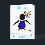 Abstract Penguin 'Happy Hanukkah!' Card<br><div class="desc">Look funky and cool with this awesome Abstract Penguin design! CUTE! Design features my original abstract penguin hand-drawn in pencil and ink and digitally coloured. Copyright 2012 by Sunny</div>