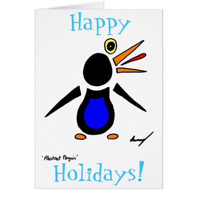 Abstract Penguin 'Happy Holidays!' Card (Front)