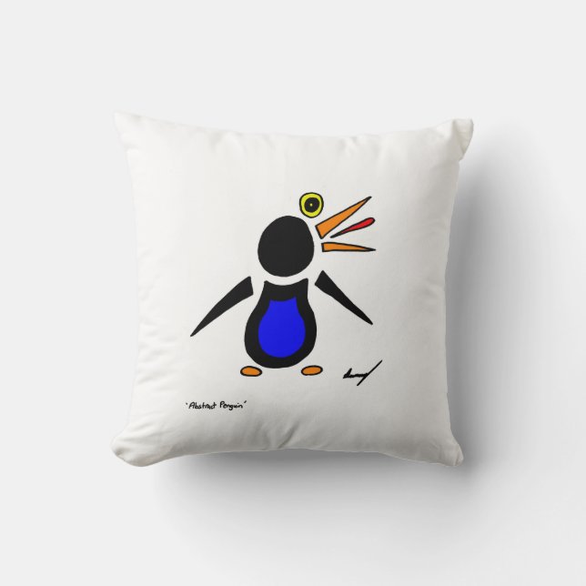Abstract Penguin Pillow (Front)