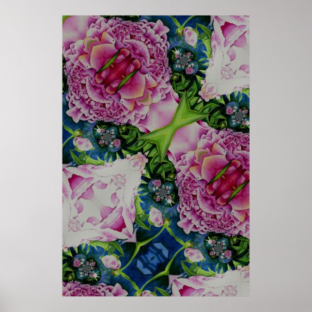 Abstract peony watercolor painting  poster (Front)