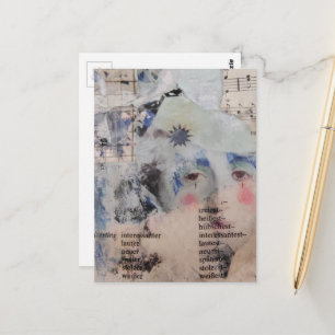 abstract person face mixed media Collage music Postcard