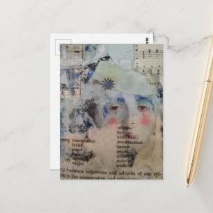 abstract person face verbs music collage postcard