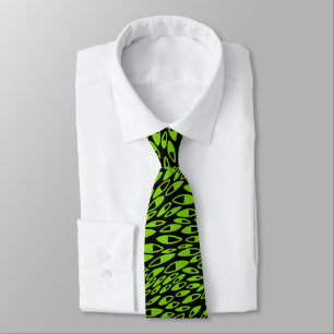 Abstract Petals - Martian Green on Black Tie