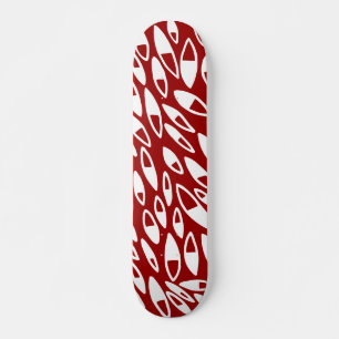 Abstract Petals - White on Maroon Skateboard