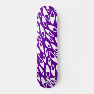 Abstract Petals - White on Violet Skateboard